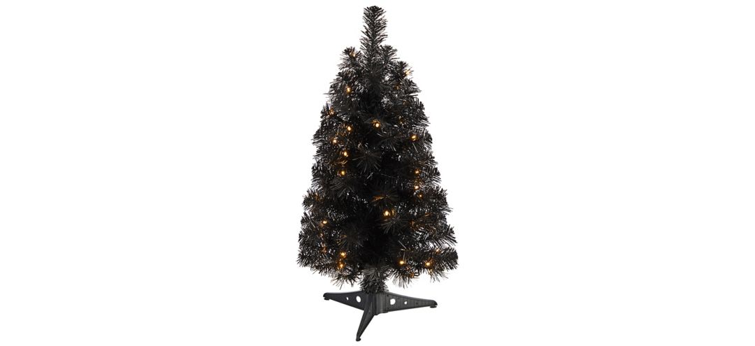 2 Black Artificial Tree with LED Lights and Bendable Branches