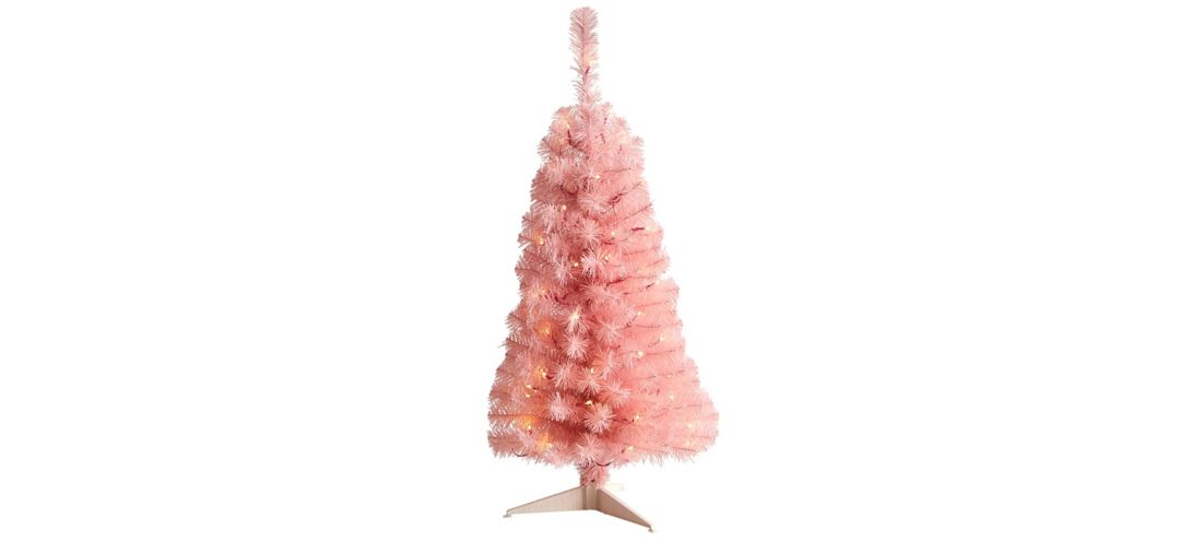 3 Pink Artificial Tree with LED Lights and Bendable Branches