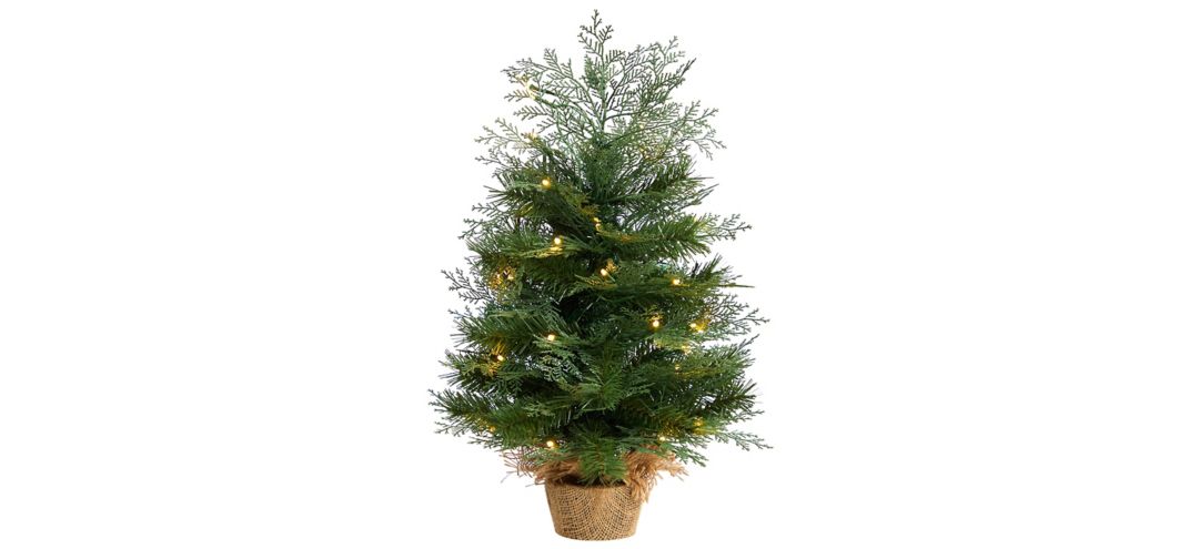 140327480 2 Artificial Christmas Tree in Burlap Base with Wa sku 140327480