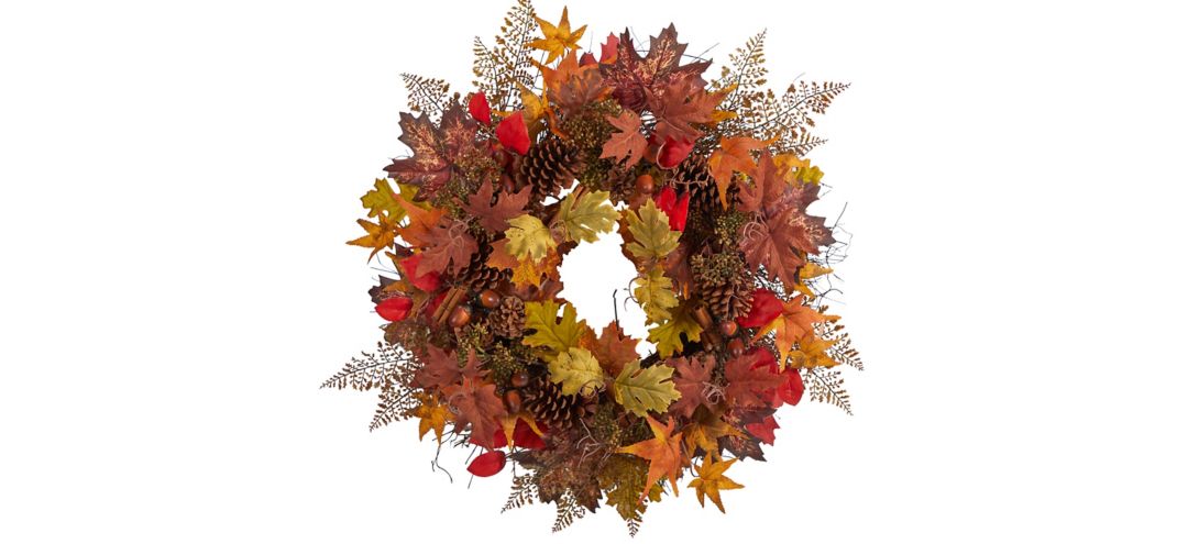 140327570 30 Harvest Foliage Artificial Wreath sku 140327570