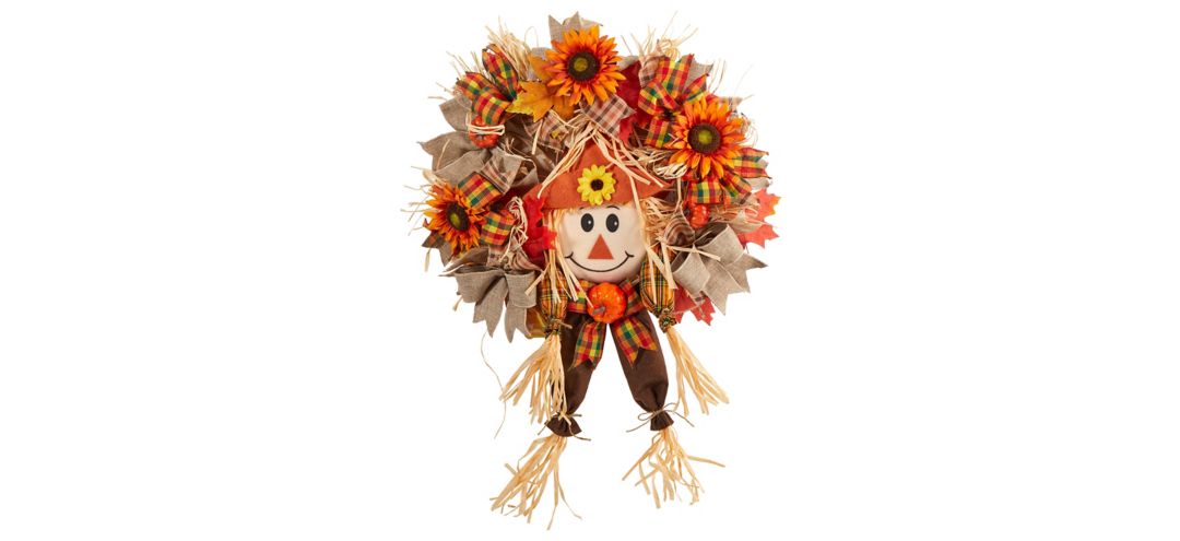 "30"" Harvest Foliage Scarecrow Artificial Wreath"