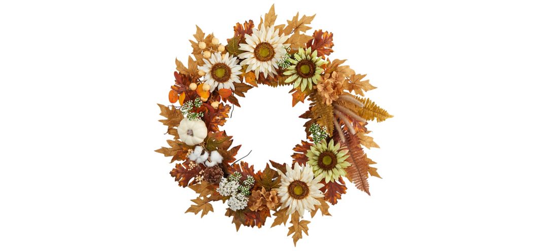 140327640 30 Harvest Foliage Artificial Wreath sku 140327640