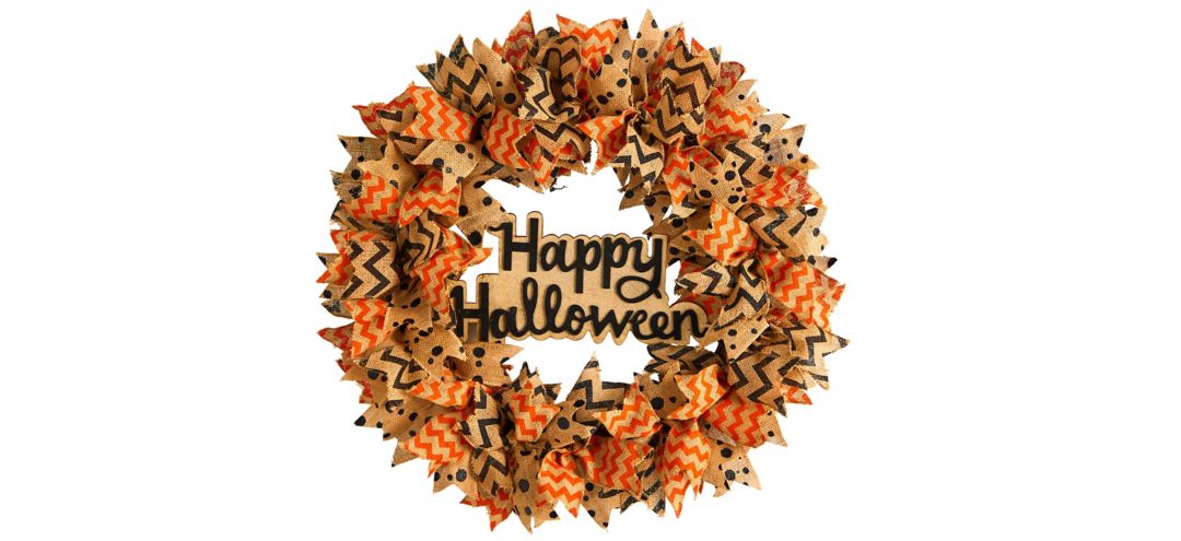 30 Halloween Foliage Burlap Ribbon Wreath