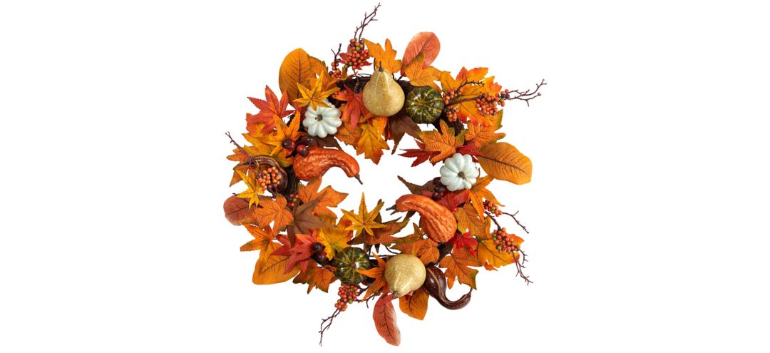 140327810 24 Harvest Foliage Artificial Wreath sku 140327810