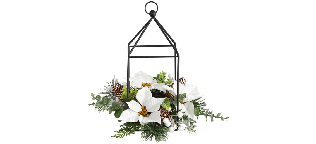 "14"" Holiday Foliage Metal Candle Holder Artificial Arrangement"