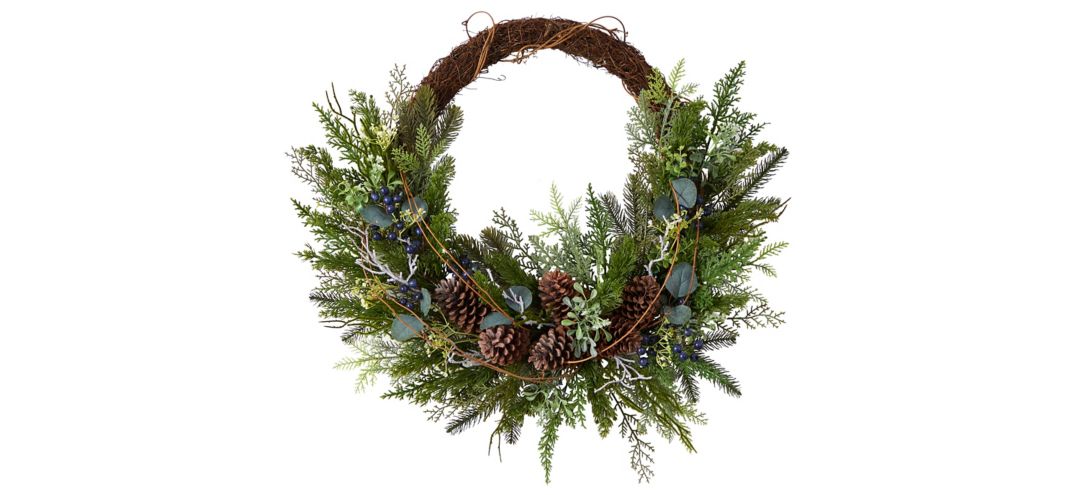 "30"" Holiday Foliage Artificial Twig Wreath"
