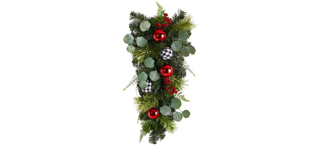 "26"" Holiday Foliage Artificial Swag with Ornaments"