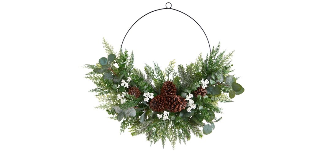 "28"" Holiday Foliage Metal Circlet Artificial Wreath"