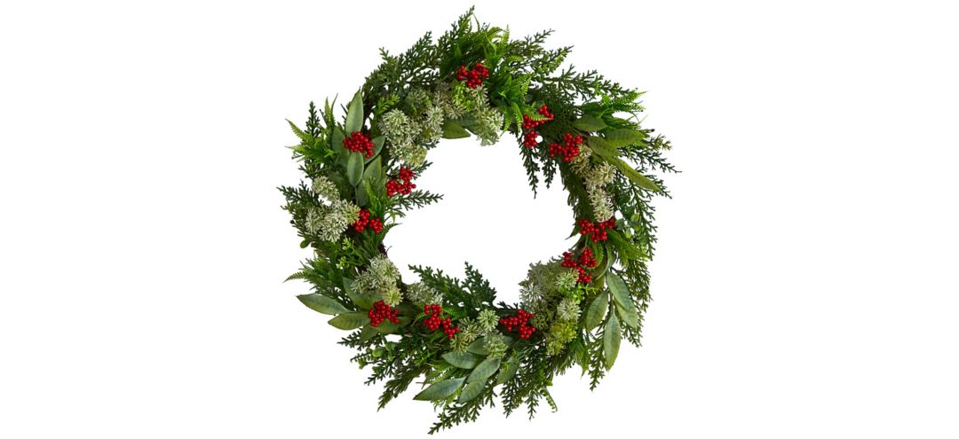 140328220 24 Holiday Foliage Artificial Wreath sku 140328220