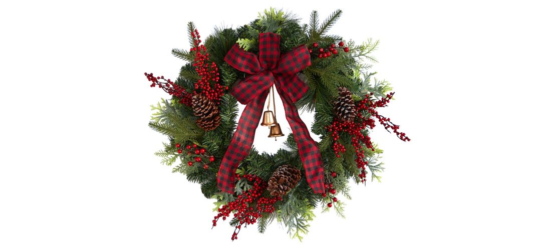 "24"" Holiday Foliage Artificial Wreath with Bendable Branches"