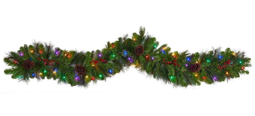 6' Holiday Foliage Artificial Garland with Multicolored LED Lights