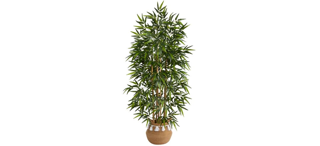 "64"" Bamboo Artificial Tree in Planter with Tassels"
