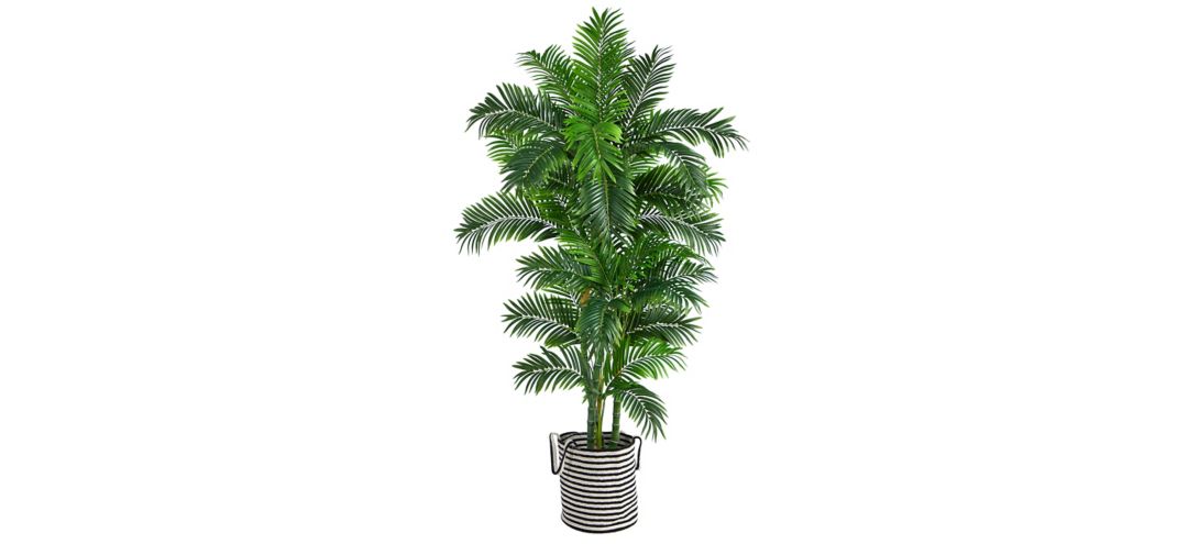6' Artificial Palm Tree in Black and White Planter
