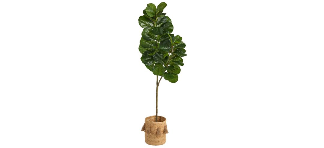 5.5' Fiddle Leaf Fig Artificial Tree in Planter with Tassels