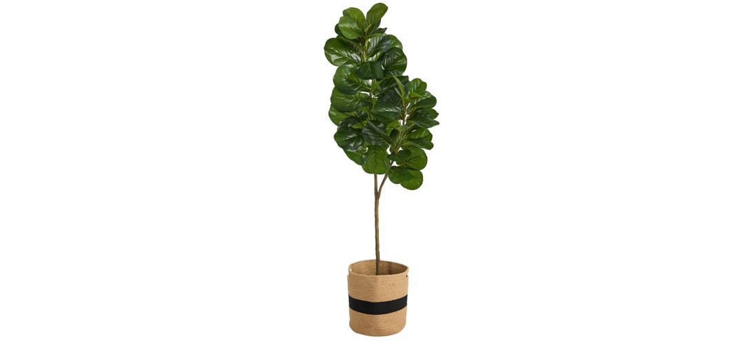 5.5' Fiddle Leaf Fig Artificial Tree in Cotton Planter