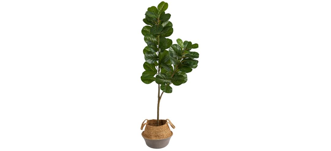 4.5' Fiddle Leaf Fig Artificial Tree with in Woven Planter