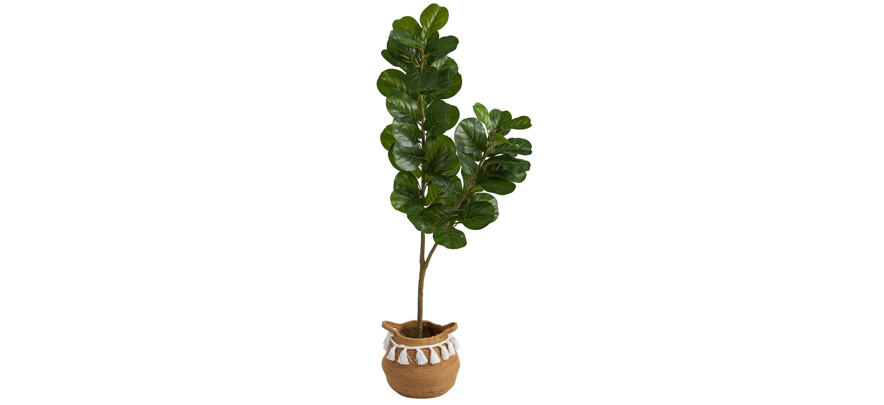 4.5 Fiddle Leaf Fig Artificial Tree in Planter with Tassels