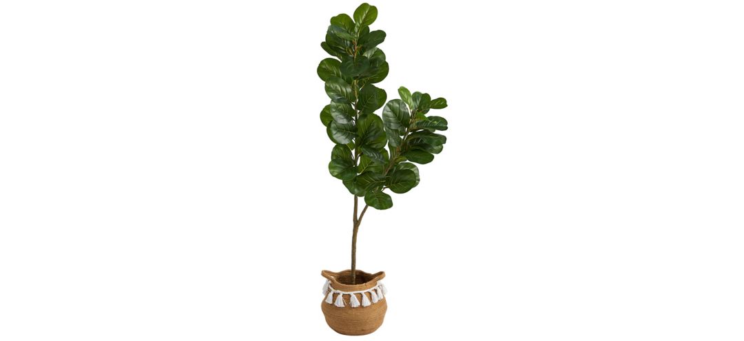 4.5' Fiddle Leaf Fig Artificial Tree in Planter with Tassels