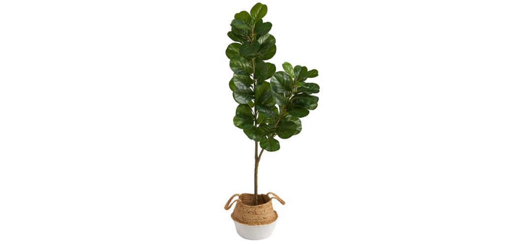 4.5' Fiddle Leaf Fig Artificial Tree in Woven Planter