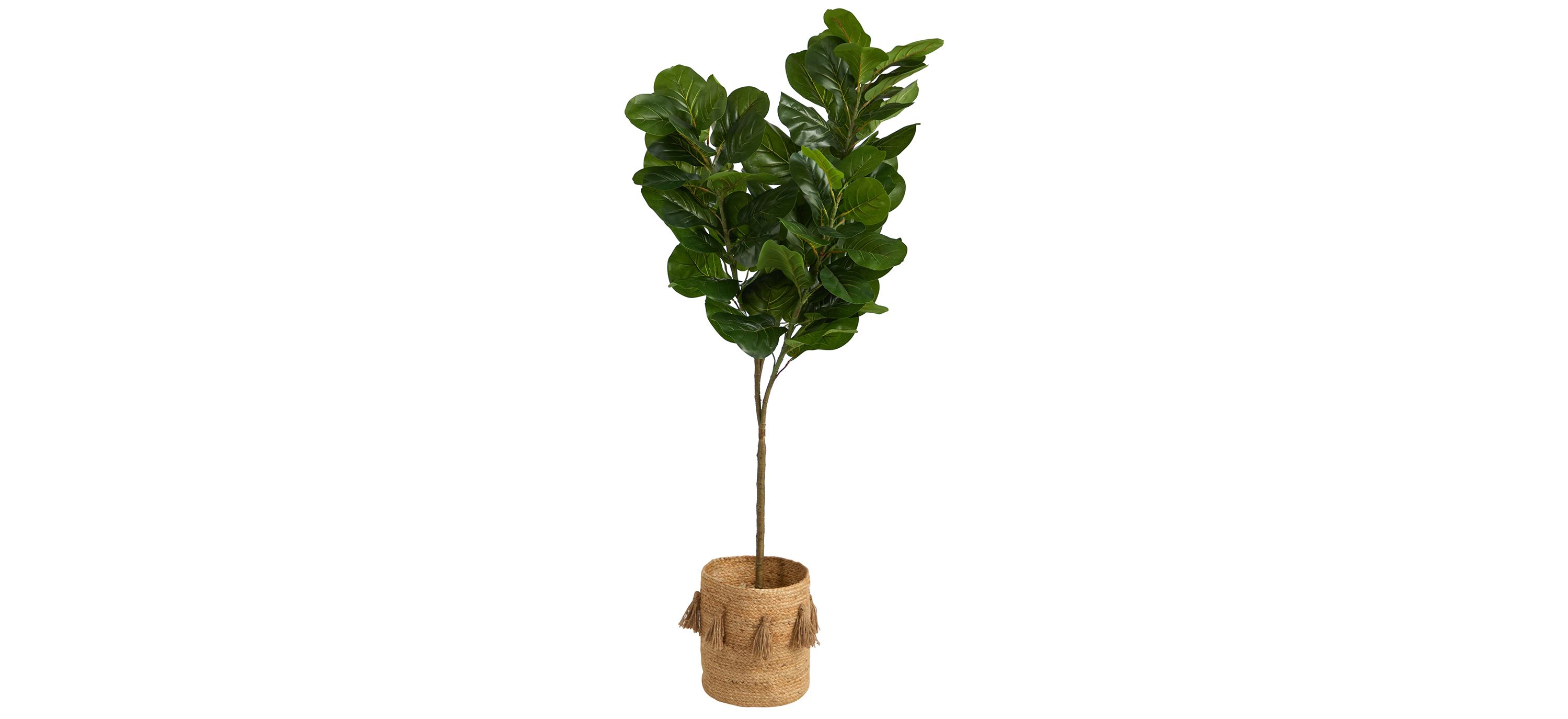6 Fiddle Leaf Fig Artificial Tree in Planter with Tassels