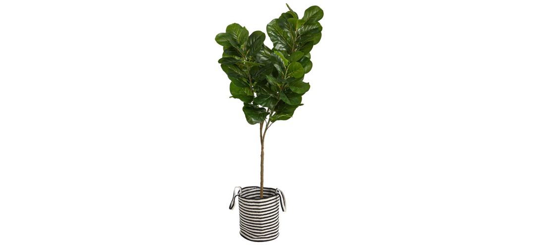 6' Fiddle Leaf Fig Artificial Tree in Cotton Planter