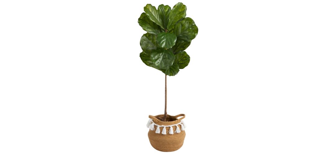 4' Indoor/Outdoor Fiddle Leaf Artificial Tree in Planter with Tassels