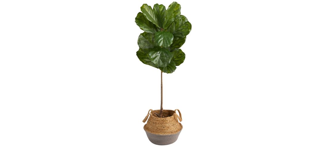4' Indoor/Outdoor Fiddle Leaf Artificial Tree in Gray Planter