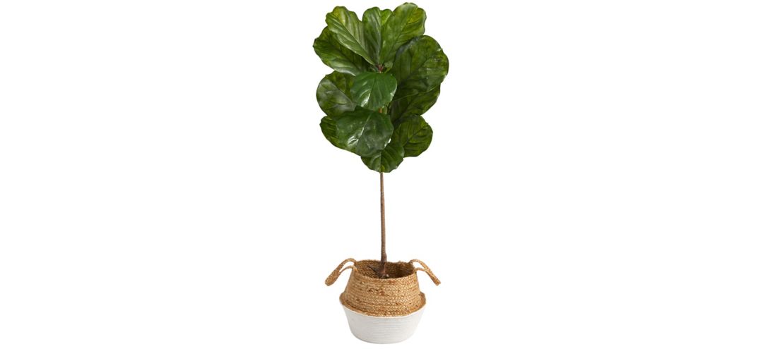 4' Indoor/Outdoor Fiddle Leaf Artificial Tree in Woven Planter