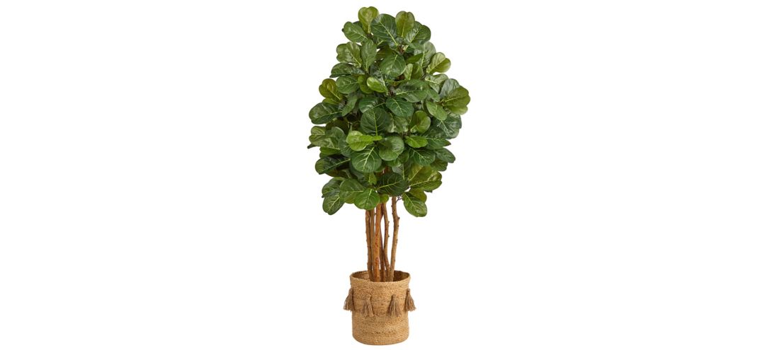 5' Fiddle Leaf Fig Artificial Tree in Planter with Tassels