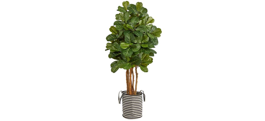 5' Fiddle Leaf Fig Artificial Tree in Cotton Planter
