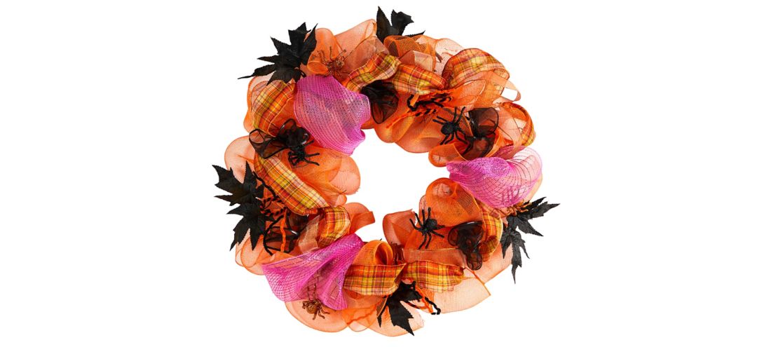 140328830 26 Halloween Spider Mesh Wreath sku 140328830