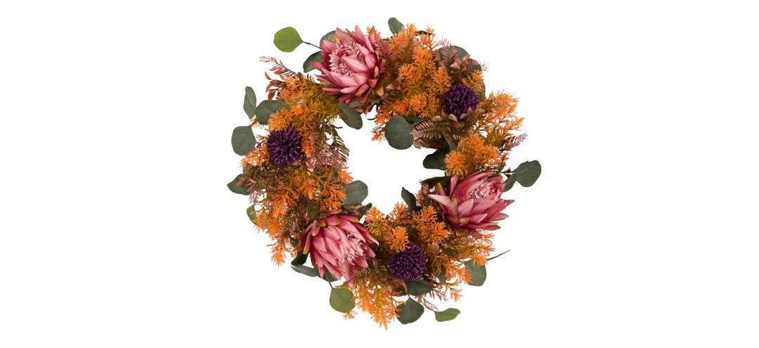 "Crisp 24"" Protea Wreath"