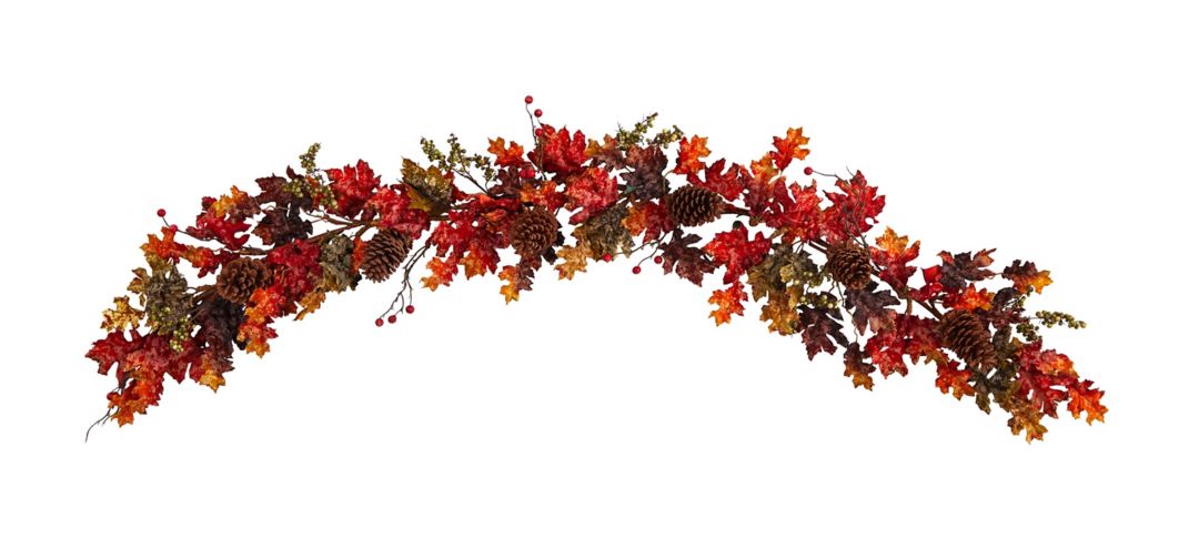 Crisp 6ft Maple Leaves and Pinecones Garland