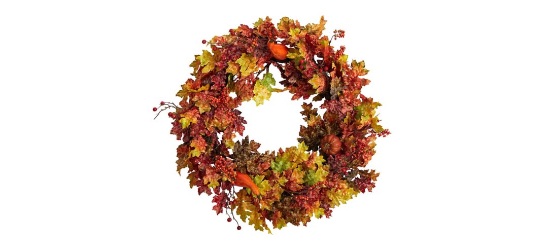 Crisp 32 Oak Leaf and Pumpkin Wreath