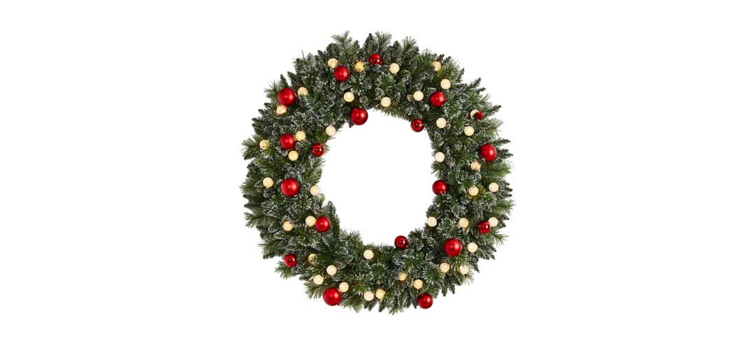 Adak 4ft Pre-Lit Christmas Wreath with Ornaments