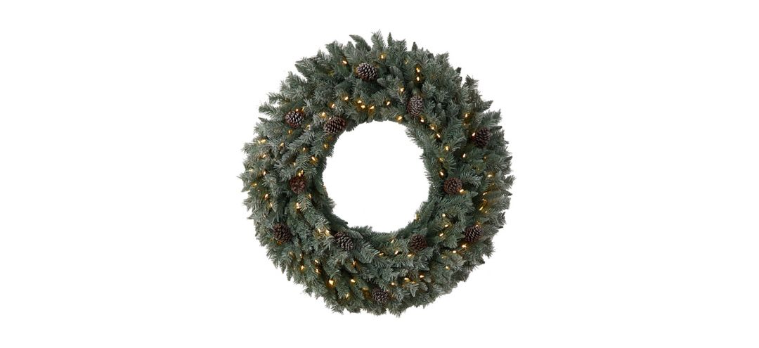 Adak 4ft Pre-Lit Christmas Wreath with Pinecones