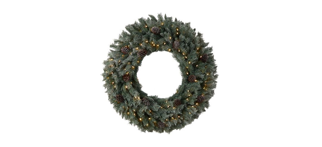 141012800 Adak 4ft Pre-Lit Christmas Wreath with Pinecones sku 141012800