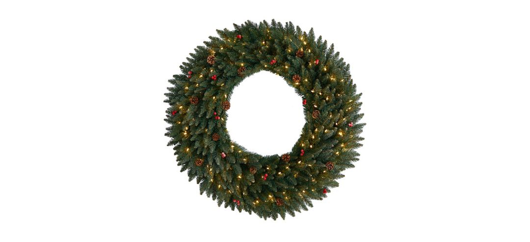 141012860 Adak 4ft Pre-Lit Christmas Wreath with Berries sku 141012860