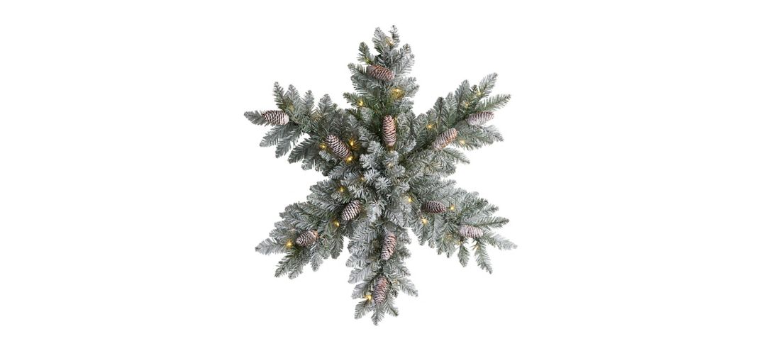 "Adak 30"" Pre-Lit Frosted Snowflake Wreath"