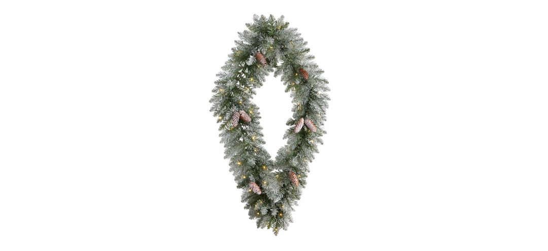 Adak 3ft Pre-Lit Diamond Frosted Wreath