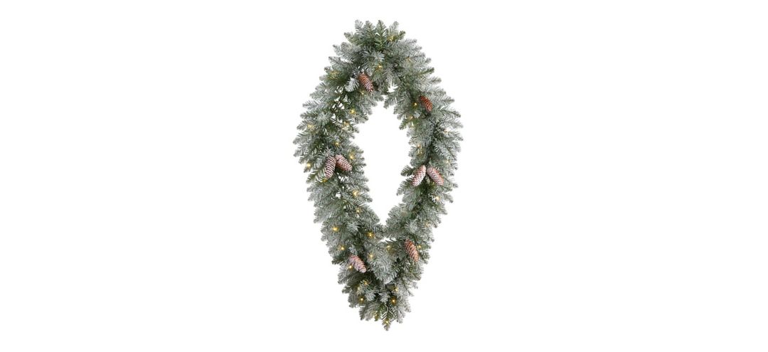 141012930 Adak 3ft Pre-Lit Diamond Frosted Wreath sku 141012930