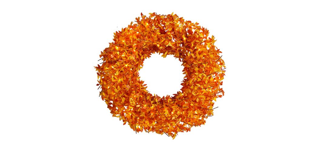 "Crisp 24"" Fall Pre-Lit Wreath"