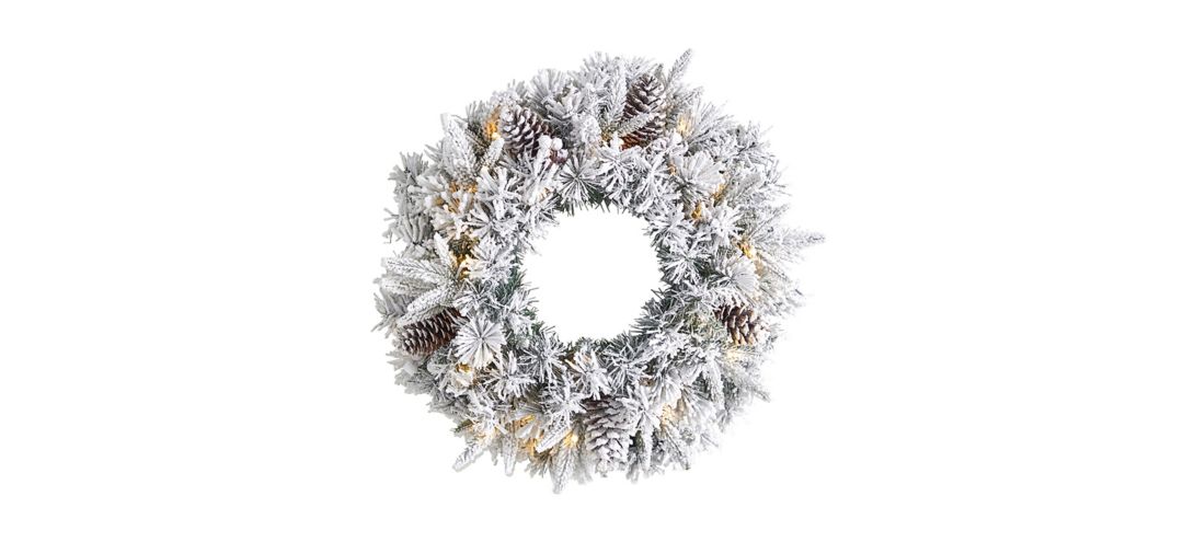 Adak 20 Pre-Lit Frosted Flocked Christmas Wreath