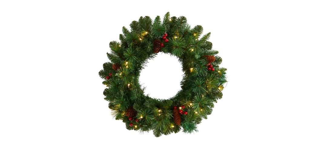 "Adak 20"" Pre-Lit Pine Christmas Wreath"