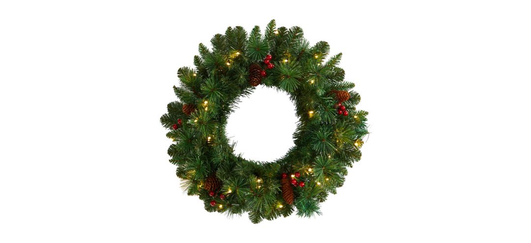 Adak 20 Pre-Lit Pine Christmas Wreath