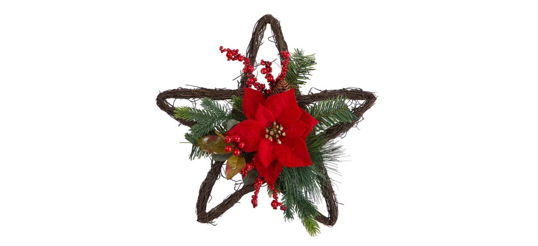 "Adak 16"" Poinsettia Star Wreath"