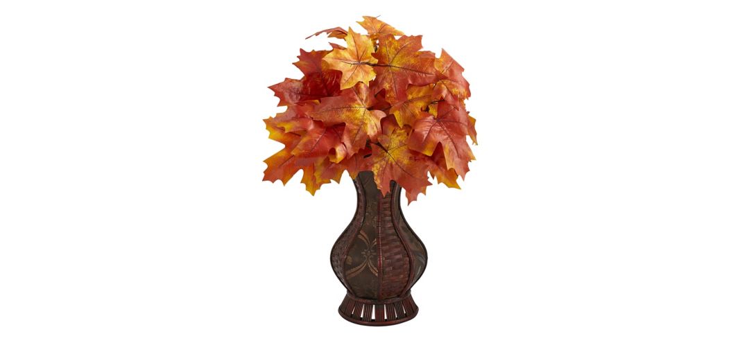 141015470 Fall foliage 24 Maple Leaves in Decorative Planter sku 141015470