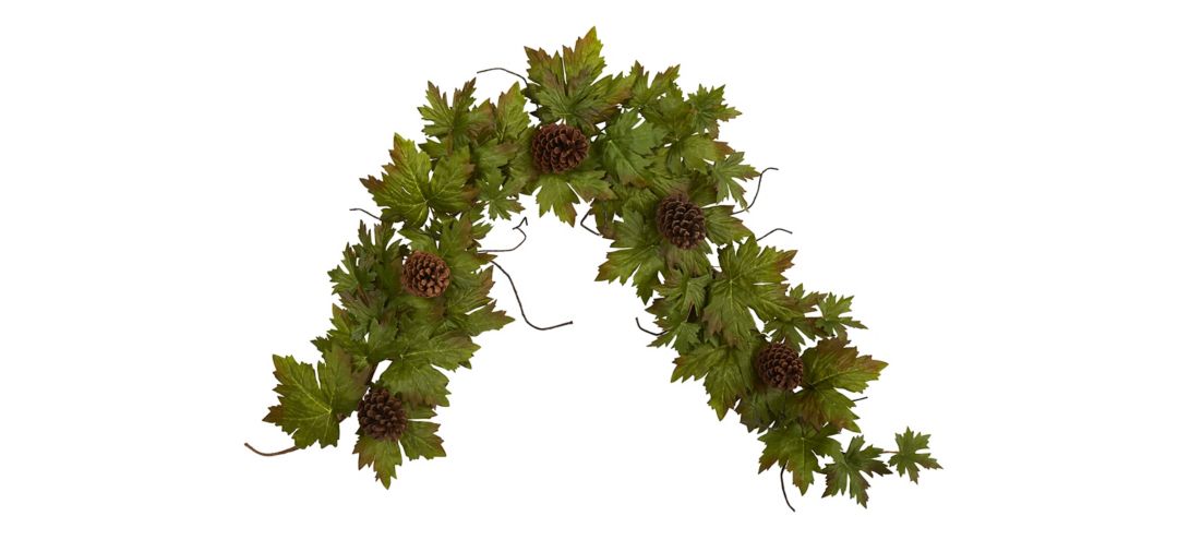 4499 5ft Maple Leaf and Pine Cone Artificial Garland sku 4499