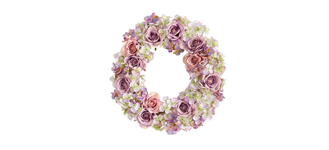 18in. Rose and Hydrangea Artificial Wreath