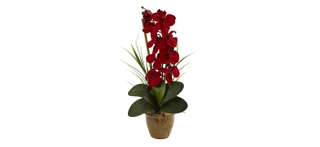 1513-RD Phalaenopsis Orchid Silk Arrangement in Ceramic Va sku 1513-RD